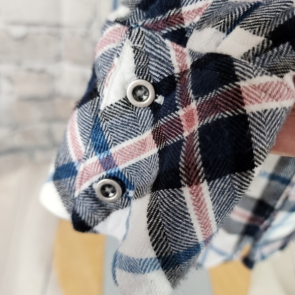 Rails x Free People Button  Front Plaid Shirt Rayon White Blues Pink Size XS - Picture 10 of 16